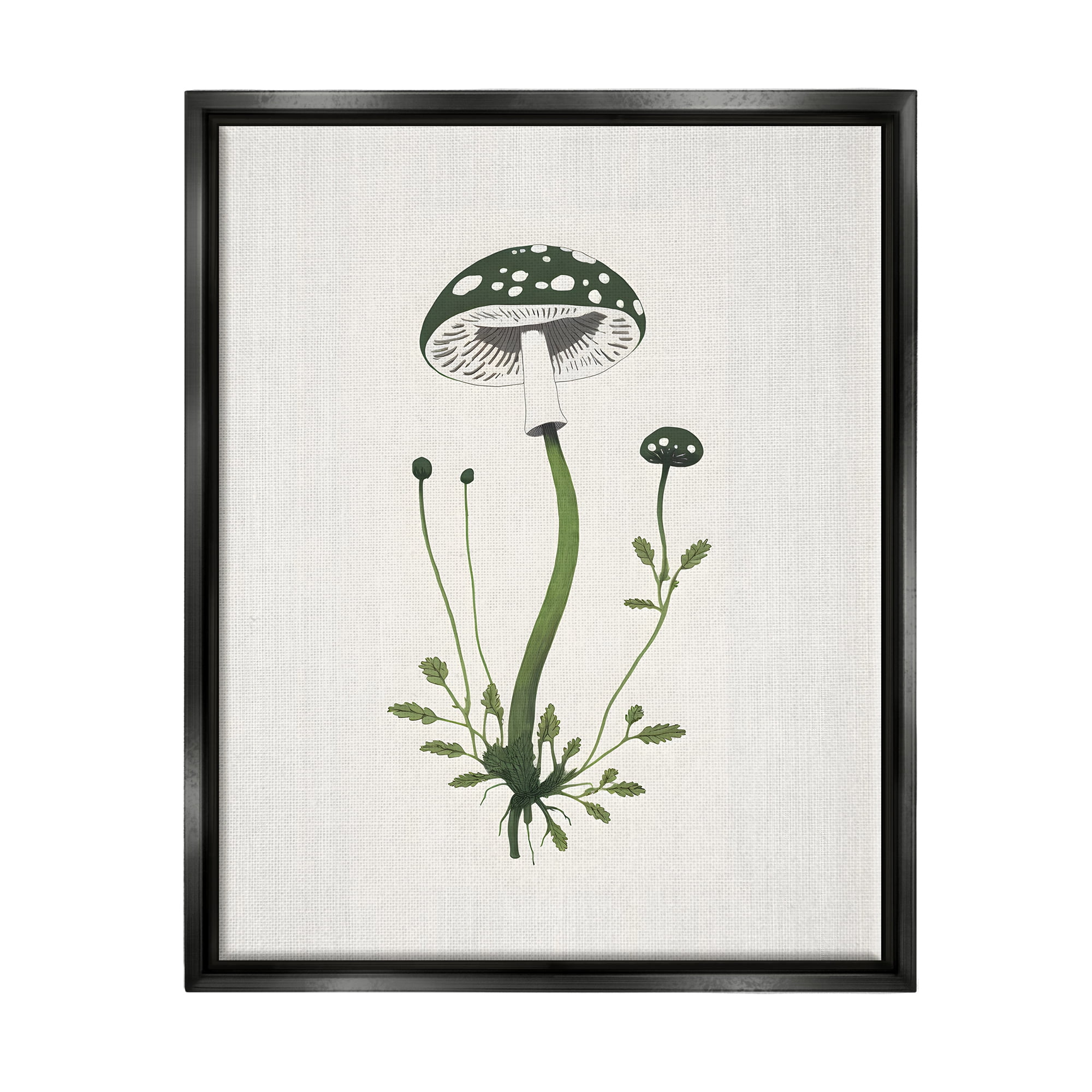 Stupell Industries Minimal Spotted Mushroom Botanical & Floral Painting Black Floater Framed Canvas Art Print Wall Art, 17 x 21