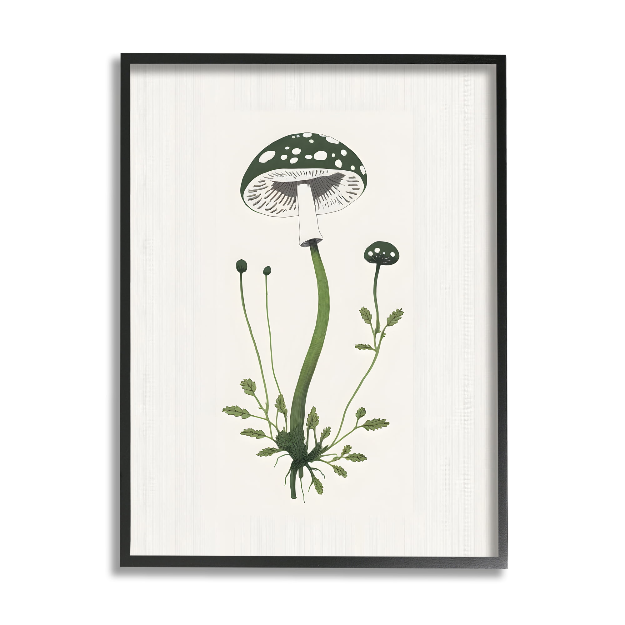 Stupell Industries Minimal Spotted Mushroom Botanical & Floral Painting Black Framed Art Print Wall Art, 11 x 14