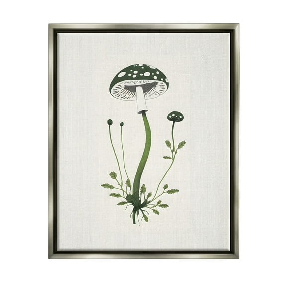 Stupell Industries Minimal Spotted Mushroom Botanical & Floral Painting Gray Floater Framed Canvas Art Print Wall Art, 25 x 31