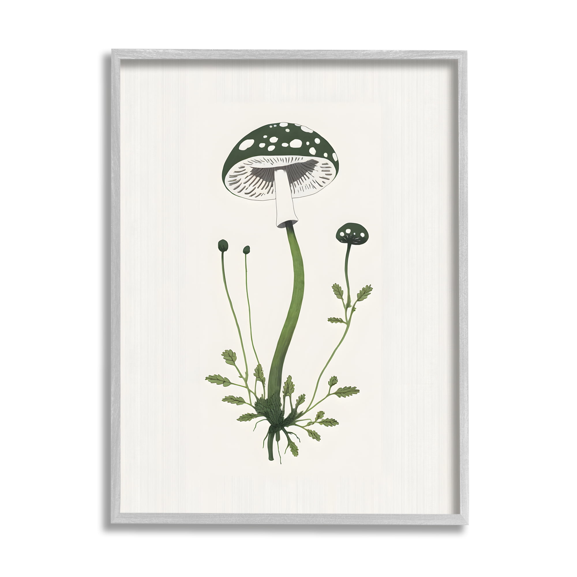 Stupell Industries Minimal Spotted Mushroom Botanical & Floral Painting Gray Framed Art Print Wall Art, 11 x 14