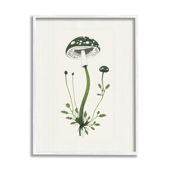 Stupell Industries Minimal Spotted Mushroom Botanical & Floral Painting White Framed Art Print Wall Art, 16 x 20