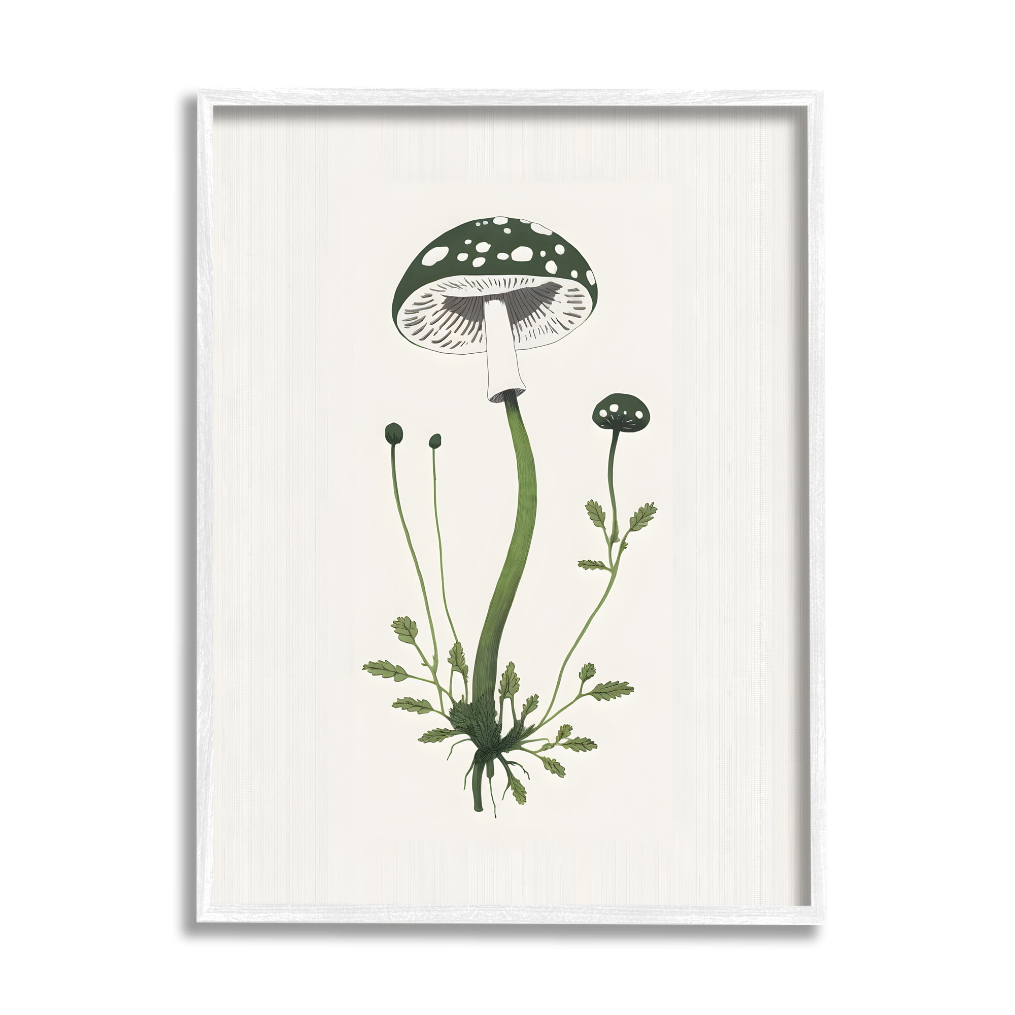 Stupell Industries Minimal Spotted Mushroom Botanical & Floral Painting White Framed Art Print Wall Art, 24 x 30