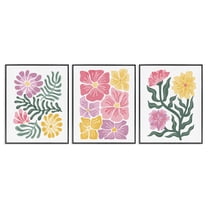 Stupell Industries Minimal Spring Hue Flowers Floral Painting Black Framed Art Print Wall Art, 11 x 14, Set of 3