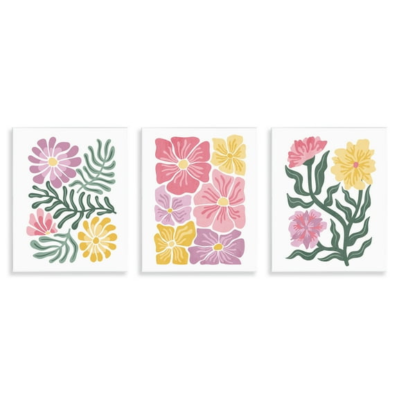 Stupell Industries Minimal Spring Hue Flowers Floral Painting Unframed Art Print Wall Art, 11 x 14, Set of 3