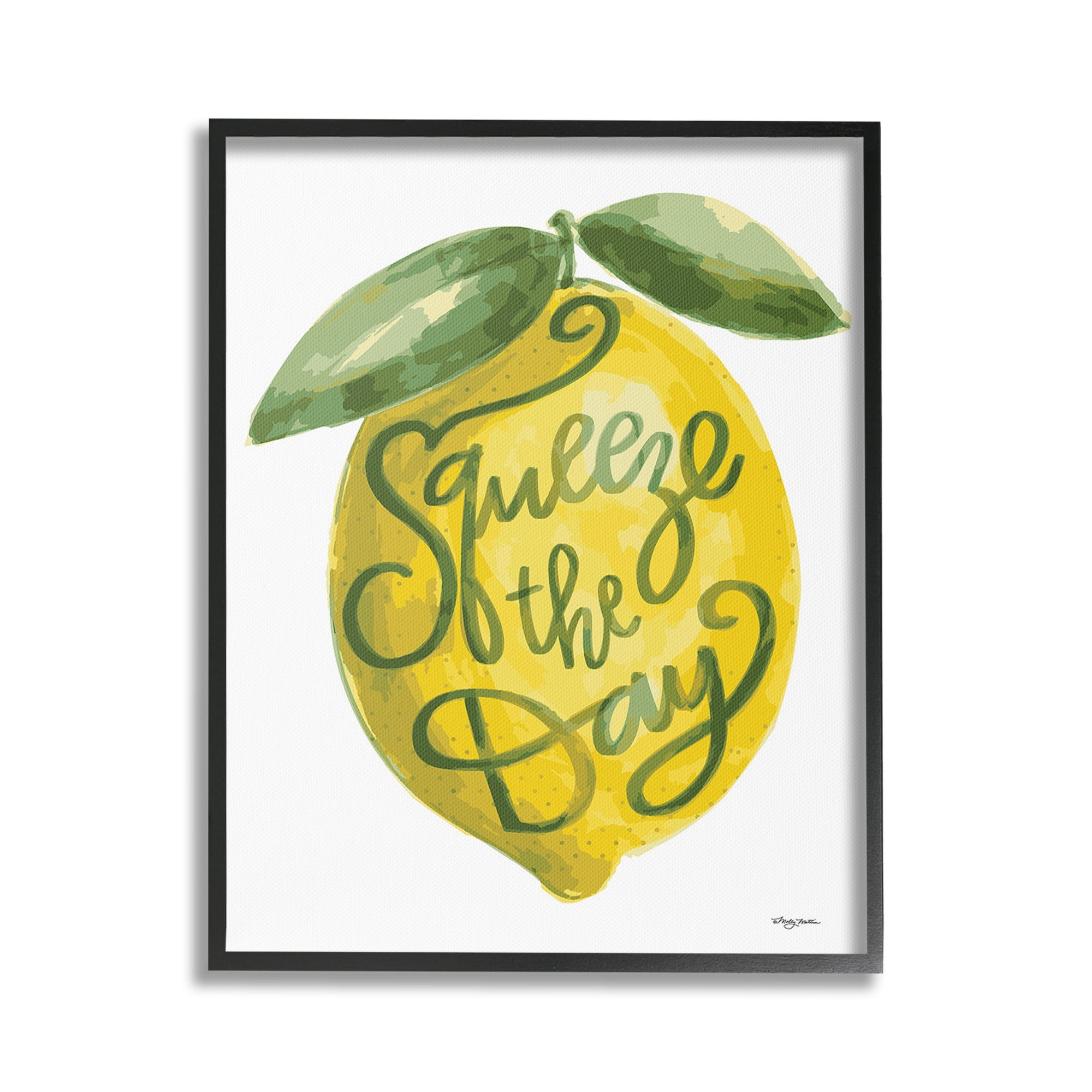Stupell Industries Minimal Squeeze The Day Food & Beverage Painting Black Framed Art Print Wall Art, 16 x 20
