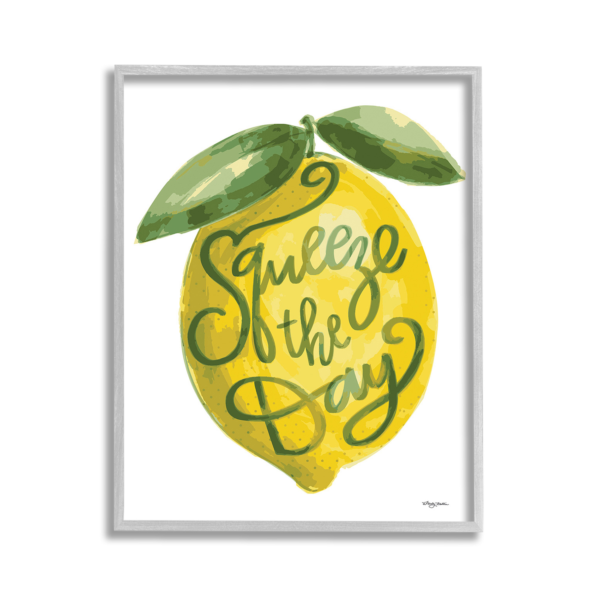 Stupell Industries Minimal Squeeze The Day Food & Beverage Painting Gray Framed Art Print Wall Art, 11 x 14