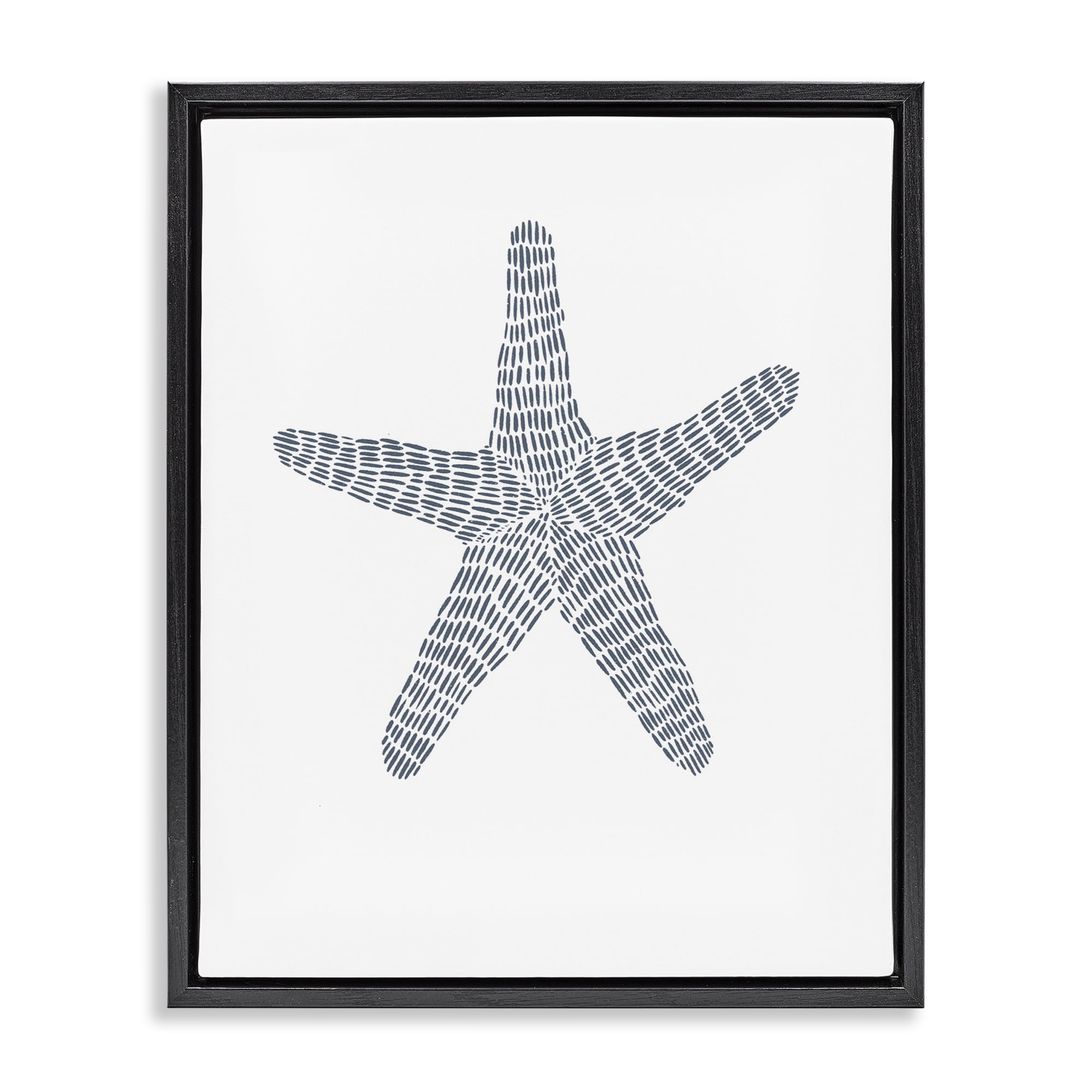 Stupell Industries Minimal Starfish on White Coastal Painting Black Floater Framed Canvas Art Print Wall Art, 25 x 31