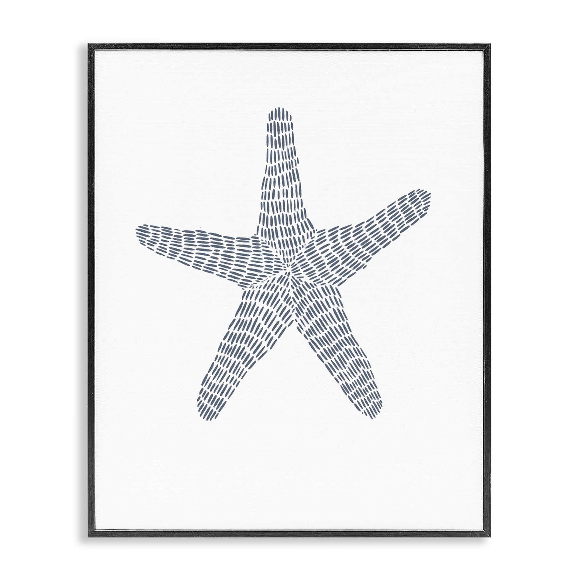 Stupell Industries Minimal Starfish on White Coastal Painting Black Framed Art Print Wall Art, 24 x 30