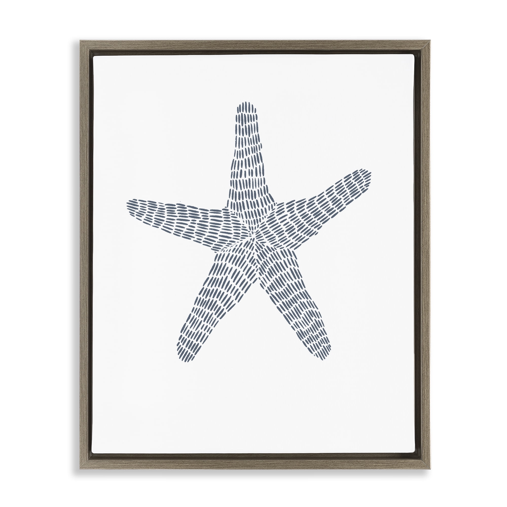 Stupell Industries Minimal Starfish on White Coastal Painting Brown Floater Framed Canvas Art Print Wall Art, 17 x 21