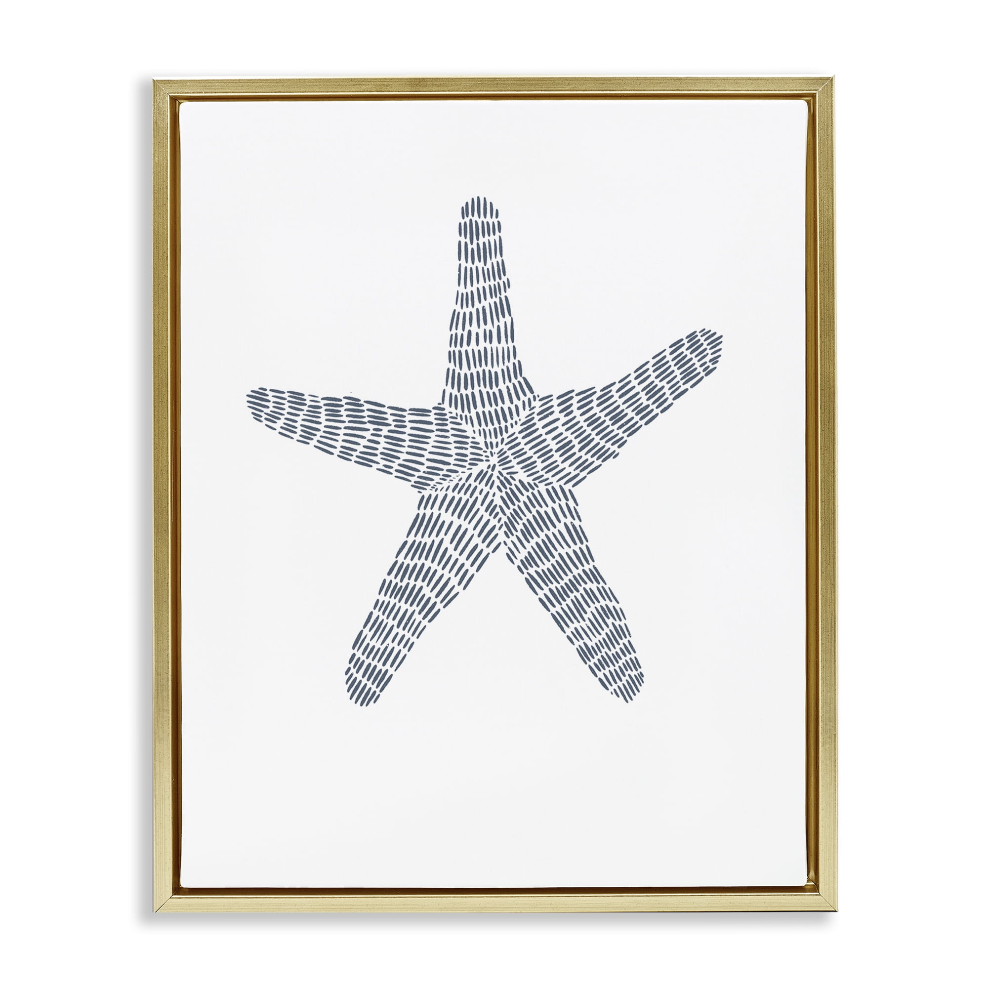 Stupell Industries Minimal Starfish on White Coastal Painting Gold Floater Framed Canvas Art Print Wall Art, 17 x 21