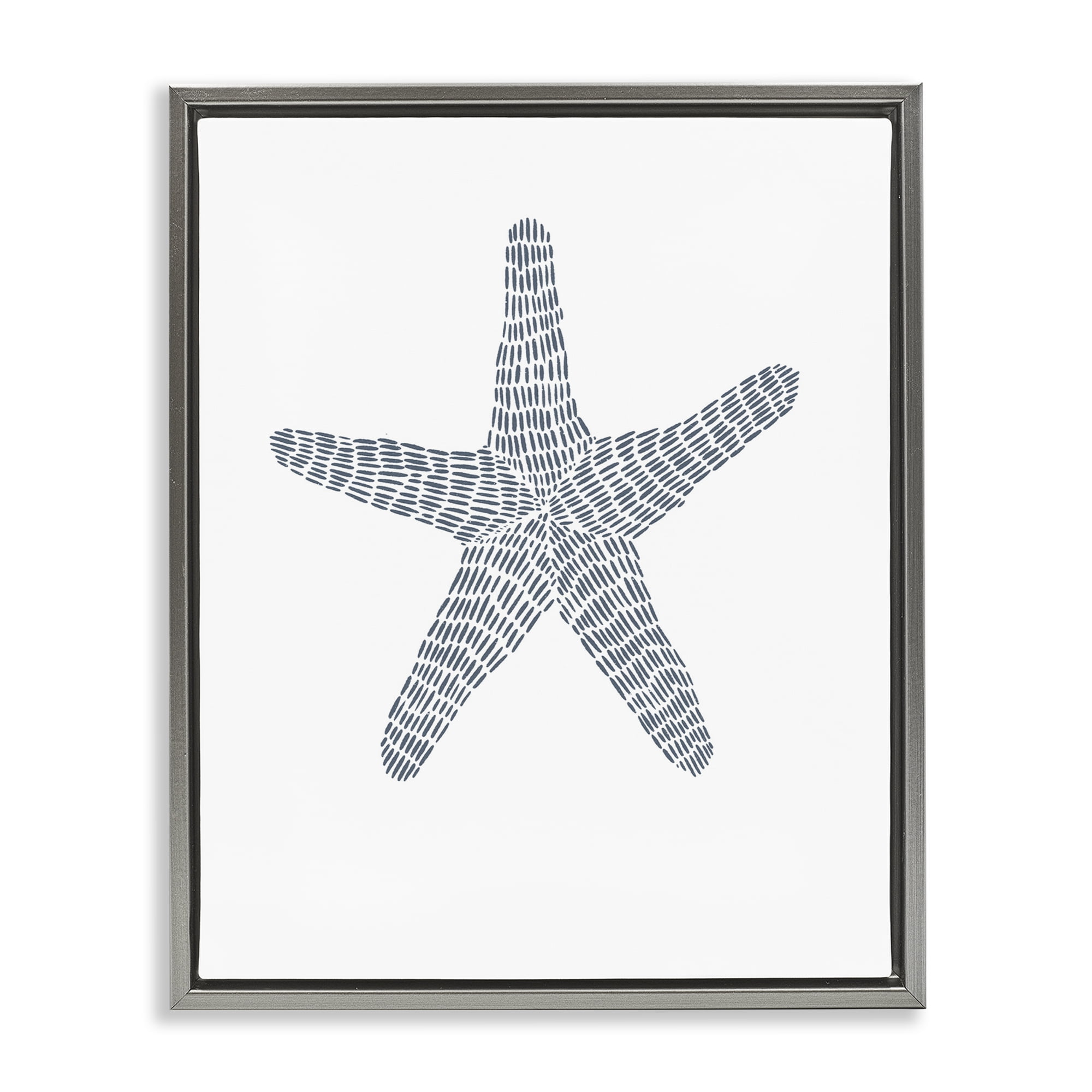 Stupell Industries Minimal Starfish on White Coastal Painting Gray Floater Framed Canvas Art Print Wall Art, 17 x 21