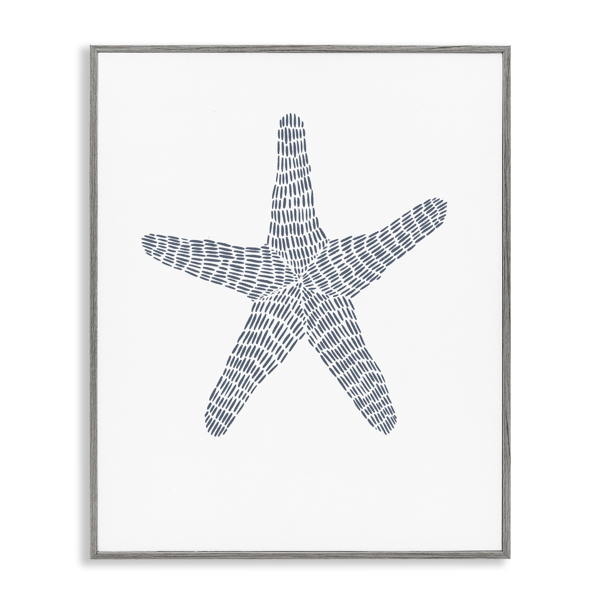Stupell Industries Minimal Starfish on White Coastal Painting Gray Framed Art Print Wall Art, 24 x 30
