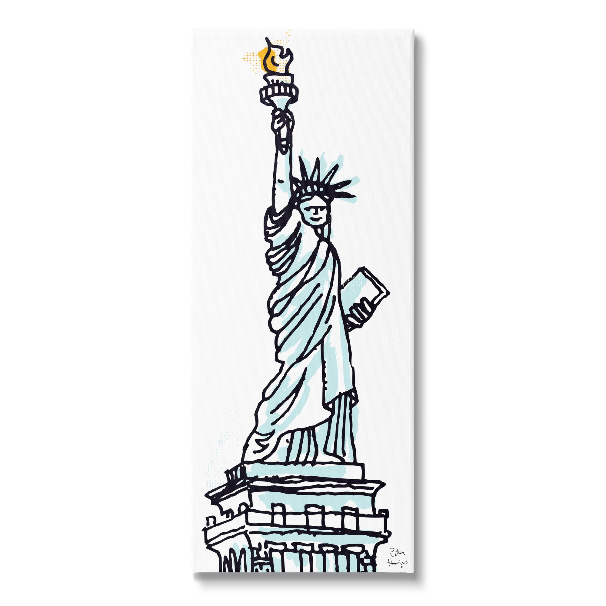 Stupell Industries Minimal Statue of Liberty Town & City Painting Gallery Wrapped Canvas Print Wall Art, 17 x 40
