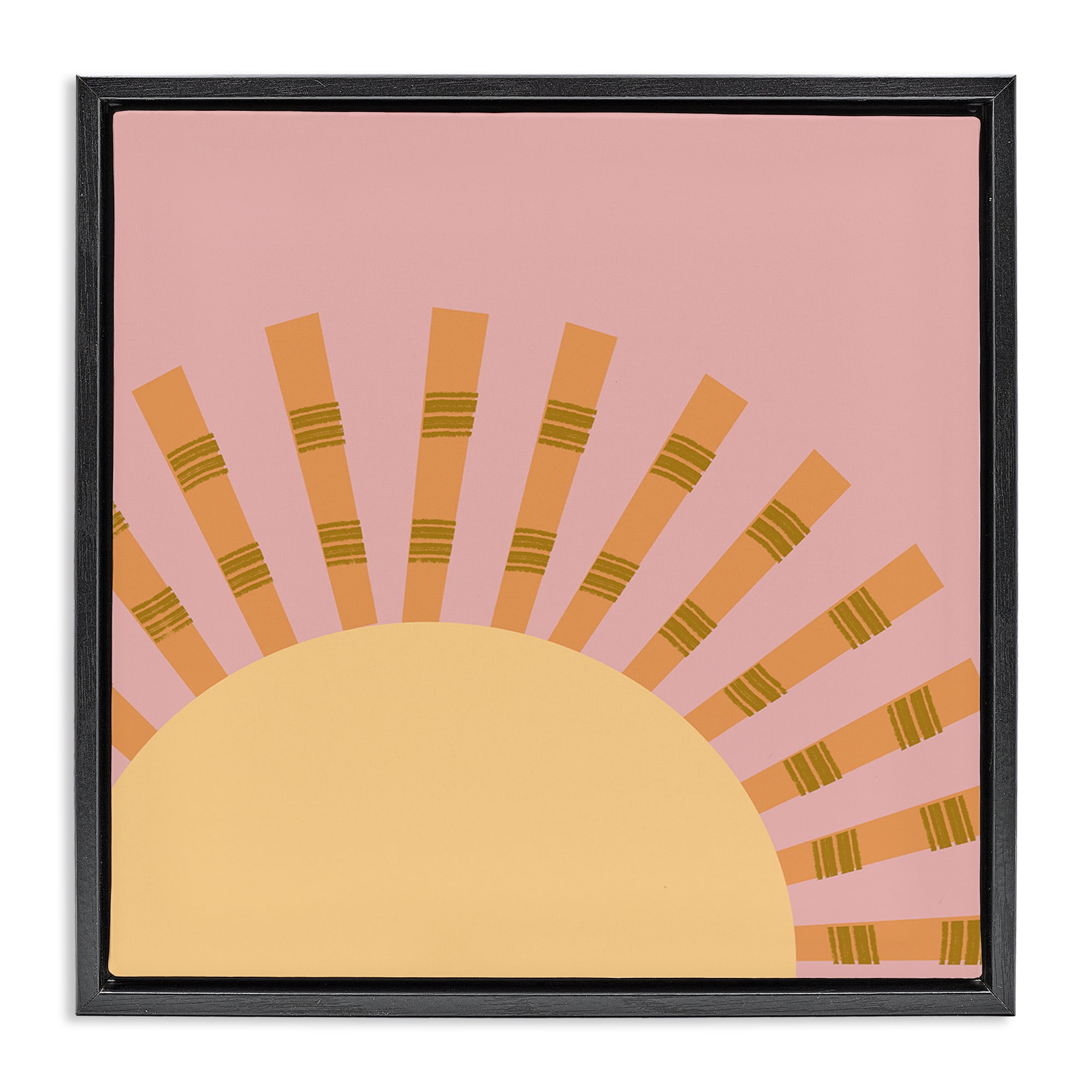 Stupell Industries Minimal Sun Rays Landscape & Nature Painting Black Floater Framed Canvas Art Print Wall Art, 25 x 25