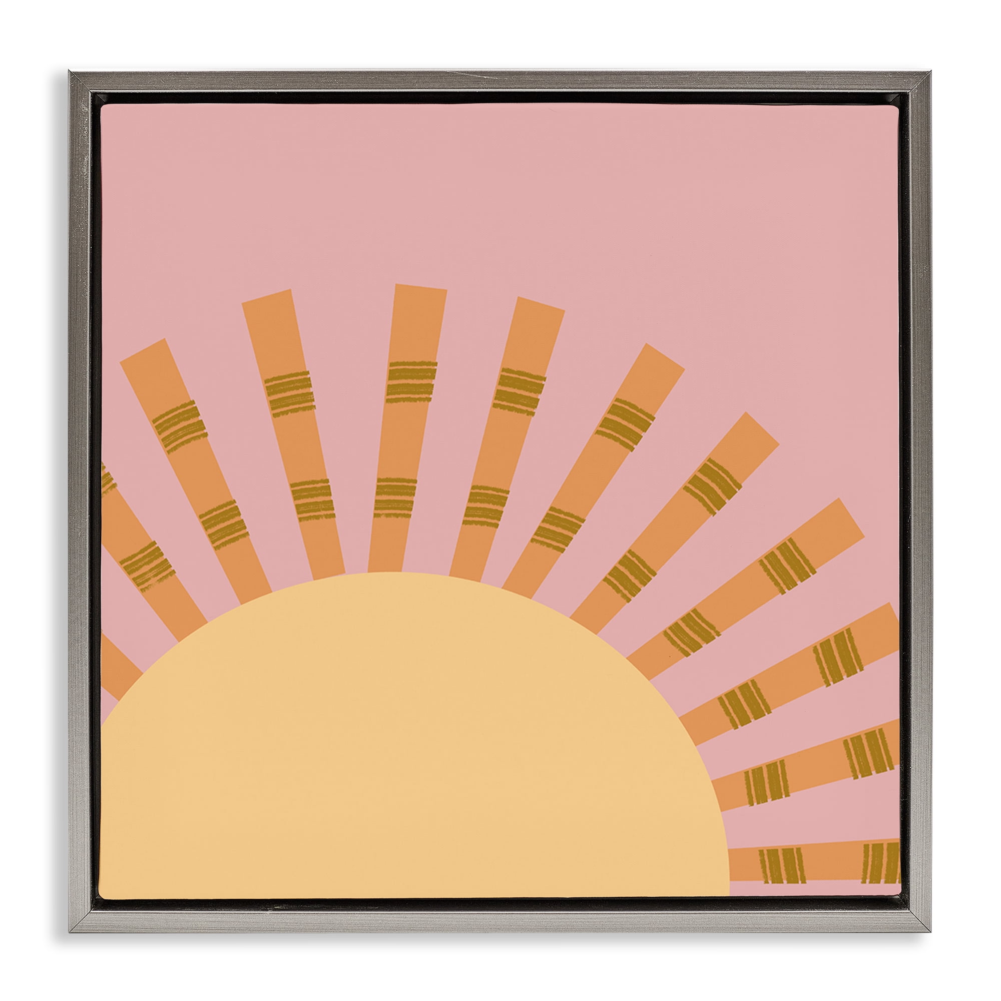 Stupell Industries Minimal Sun Rays Landscape & Nature Painting Gray Floater Framed Canvas Art Print Wall Art, 18 x 18