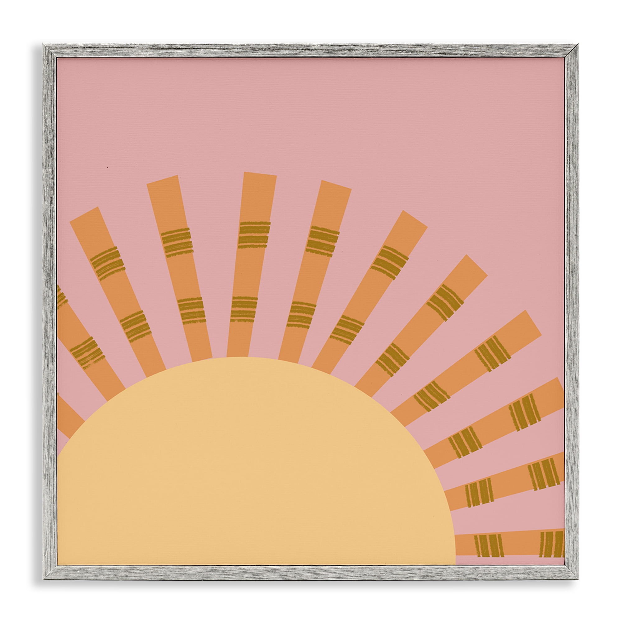 Stupell Industries Minimal Sun Rays Landscape & Nature Painting Gray Framed Art Print Wall Art, 12 x 12