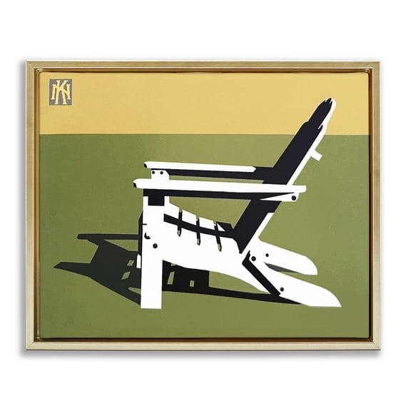 Stupell Industries Minimal Sunlit Lounge Chair Gold Framed Floater Canvas Wall Art, design by Jadei Graphics