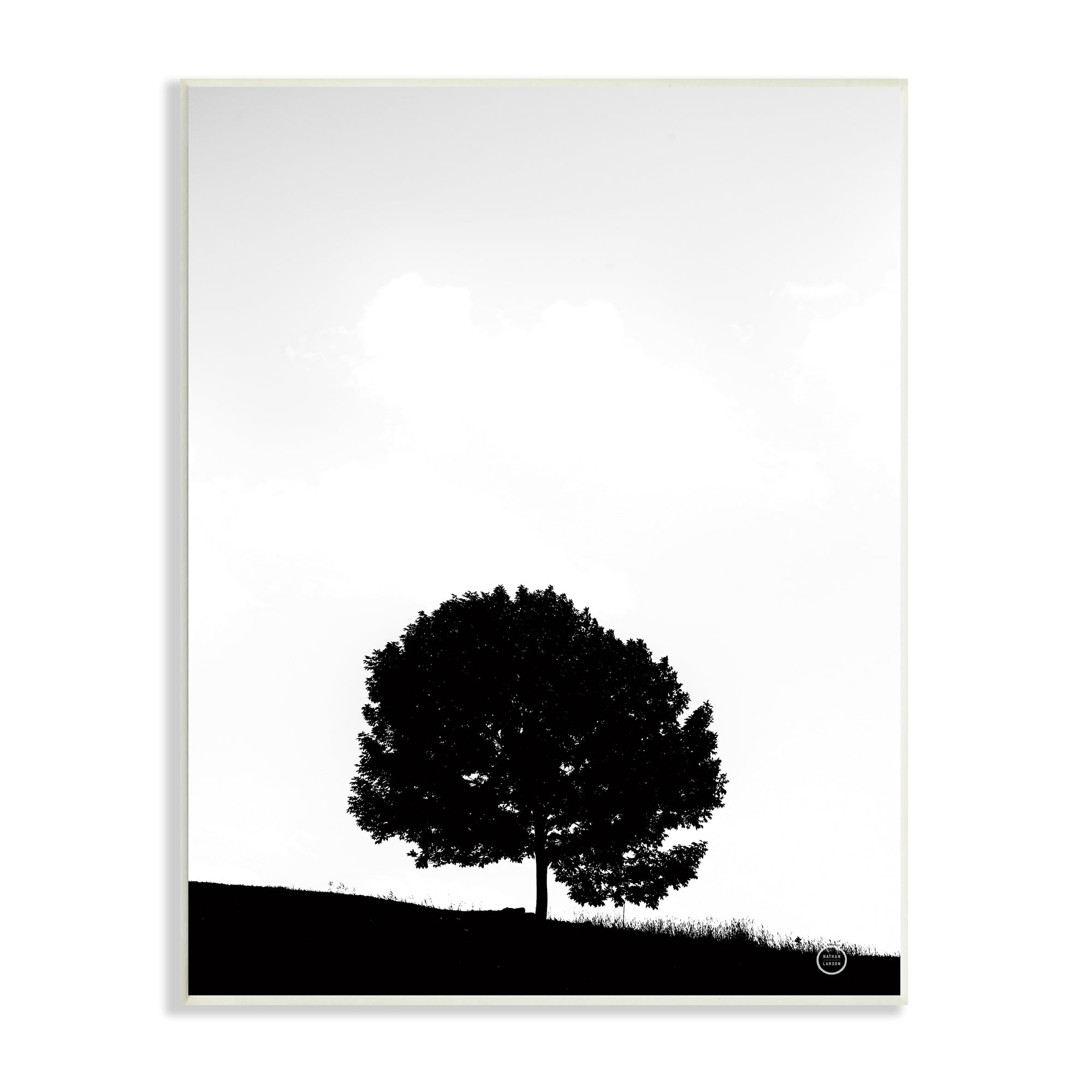 Stupell Industries Minimal Sycamore Tree Silhouette Black White Nature Photography, 13 x 19, Design by Nathan Larson