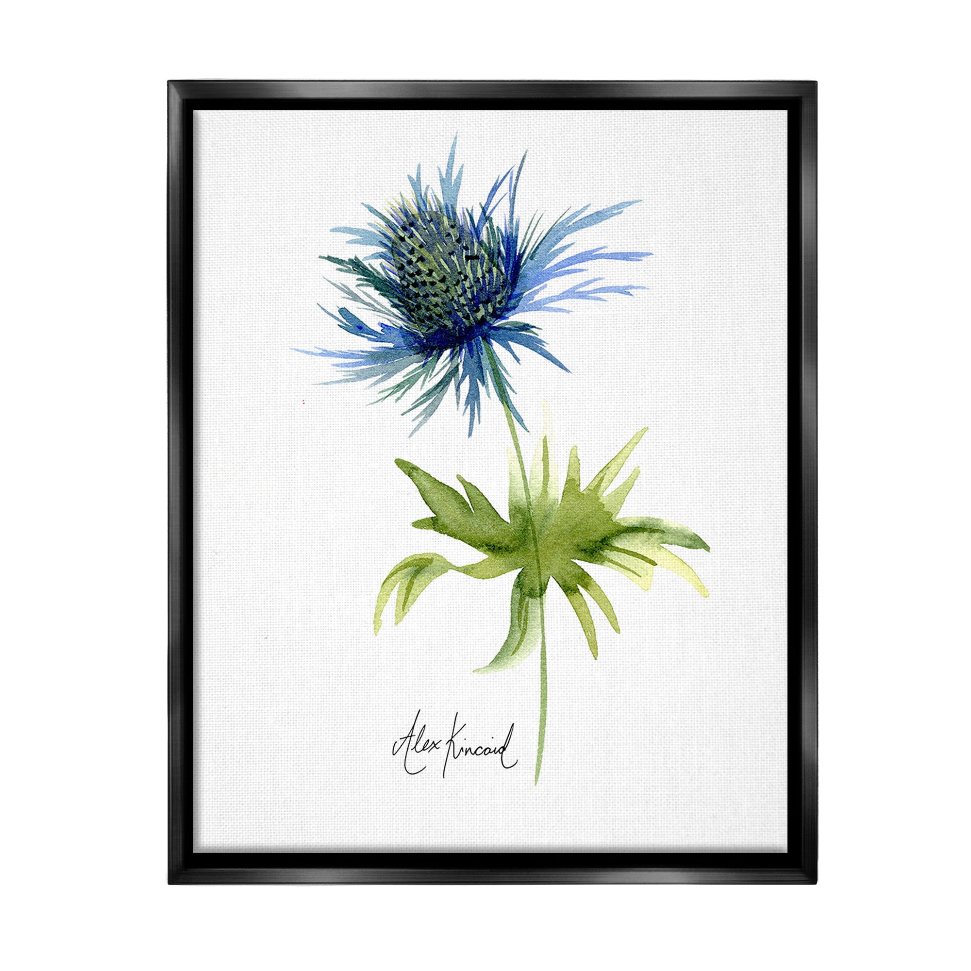 Stupell Industries Minimal Thistle Flower Botanical & Floral Painting Black Floater Framed Canvas Art Print Wall Art, 17 x 21