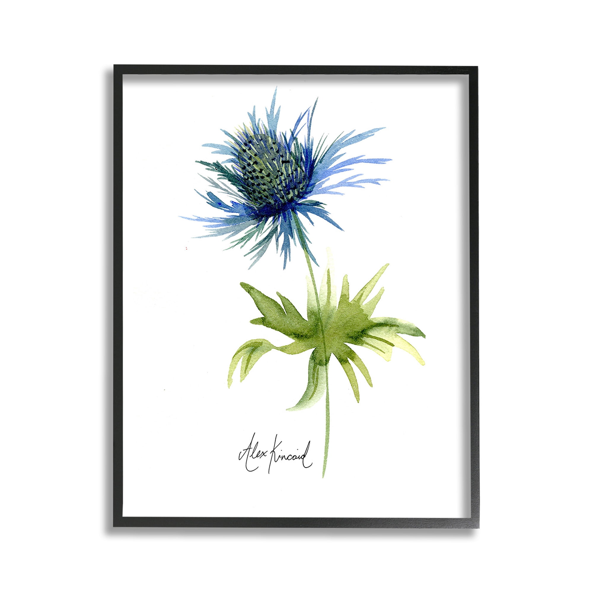 Stupell Industries Minimal Thistle Flower Botanical & Floral Painting Black Framed Art Print Wall Art, 11 x 14