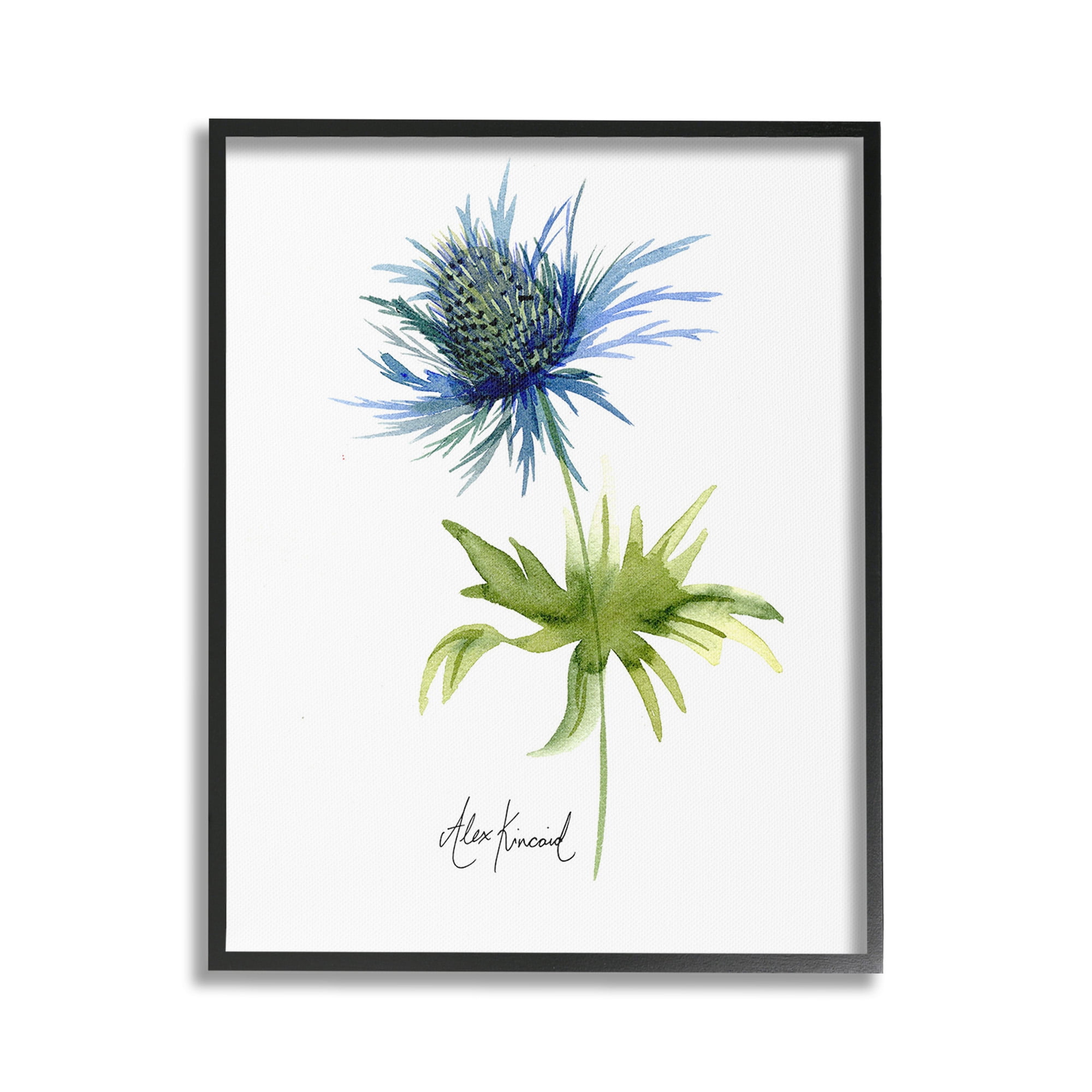 Stupell Industries Minimal Thistle Flower Botanical & Floral Painting Black Framed Art Print Wall Art, 16 x 20