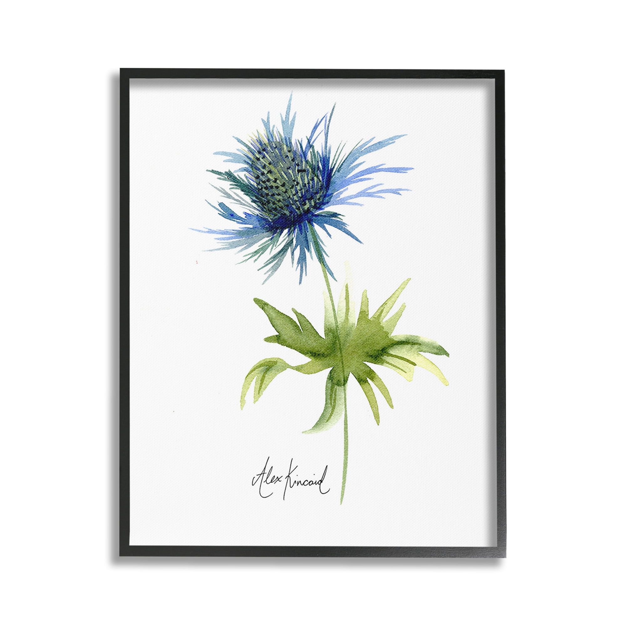 Stupell Industries Minimal Thistle Flower Botanical & Floral Painting Black Framed Art Print Wall Art, 24 x 30
