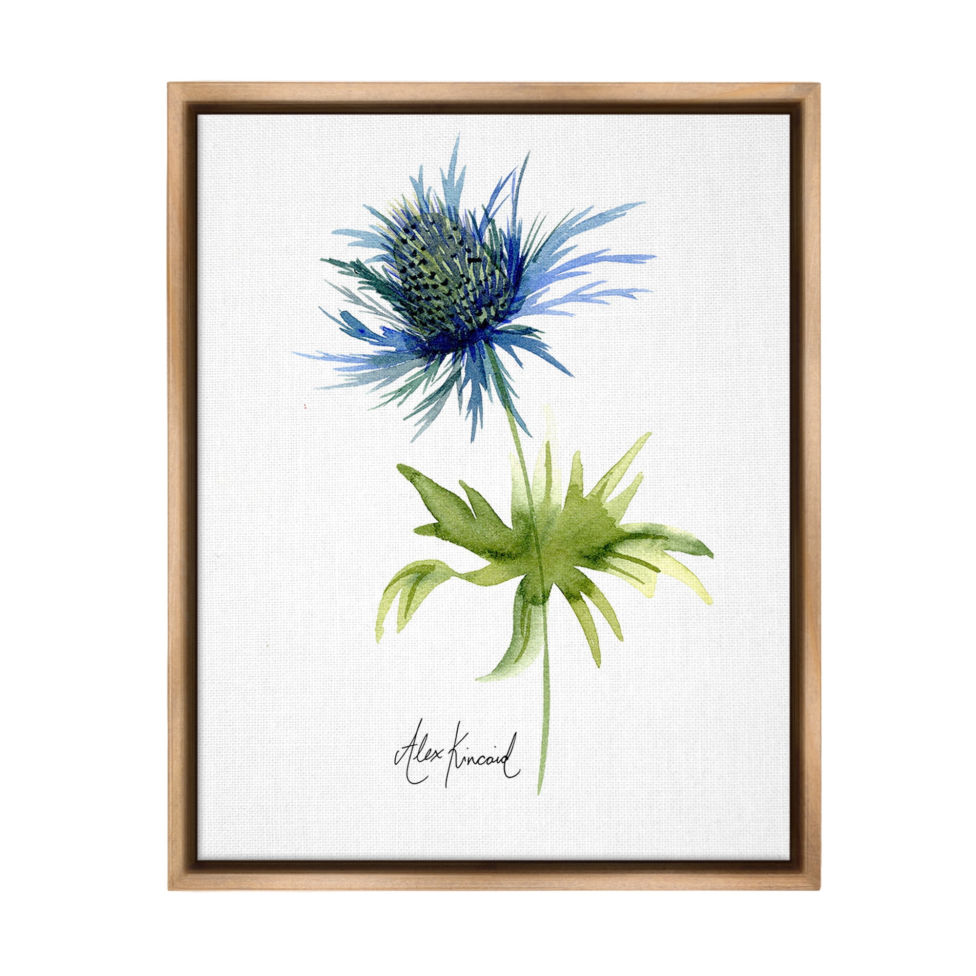 Stupell Industries Minimal Thistle Flower Botanical & Floral Painting Brown Floater Framed Canvas Art Print Wall Art, 25 x 31