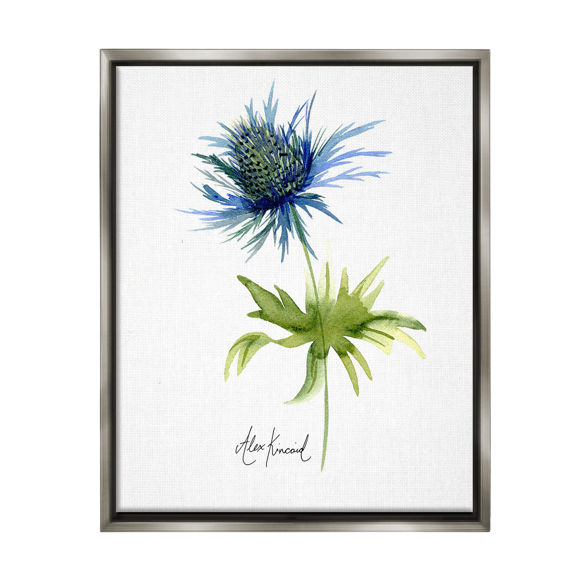 Stupell Industries Minimal Thistle Flower Botanical & Floral Painting Gray Floater Framed Canvas Art Print Wall Art, 25 x 31