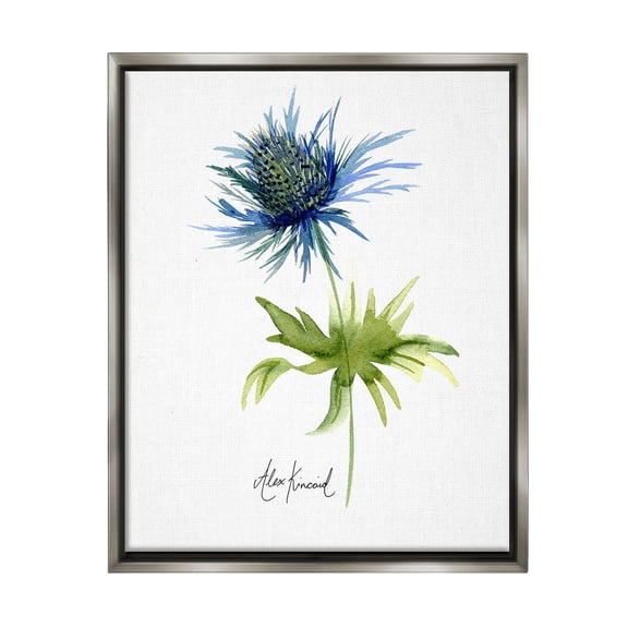 Stupell Industries Minimal Thistle Flower Botanical & Floral Painting Gray Floater Framed Canvas Art Print Wall Art, 25 x 31