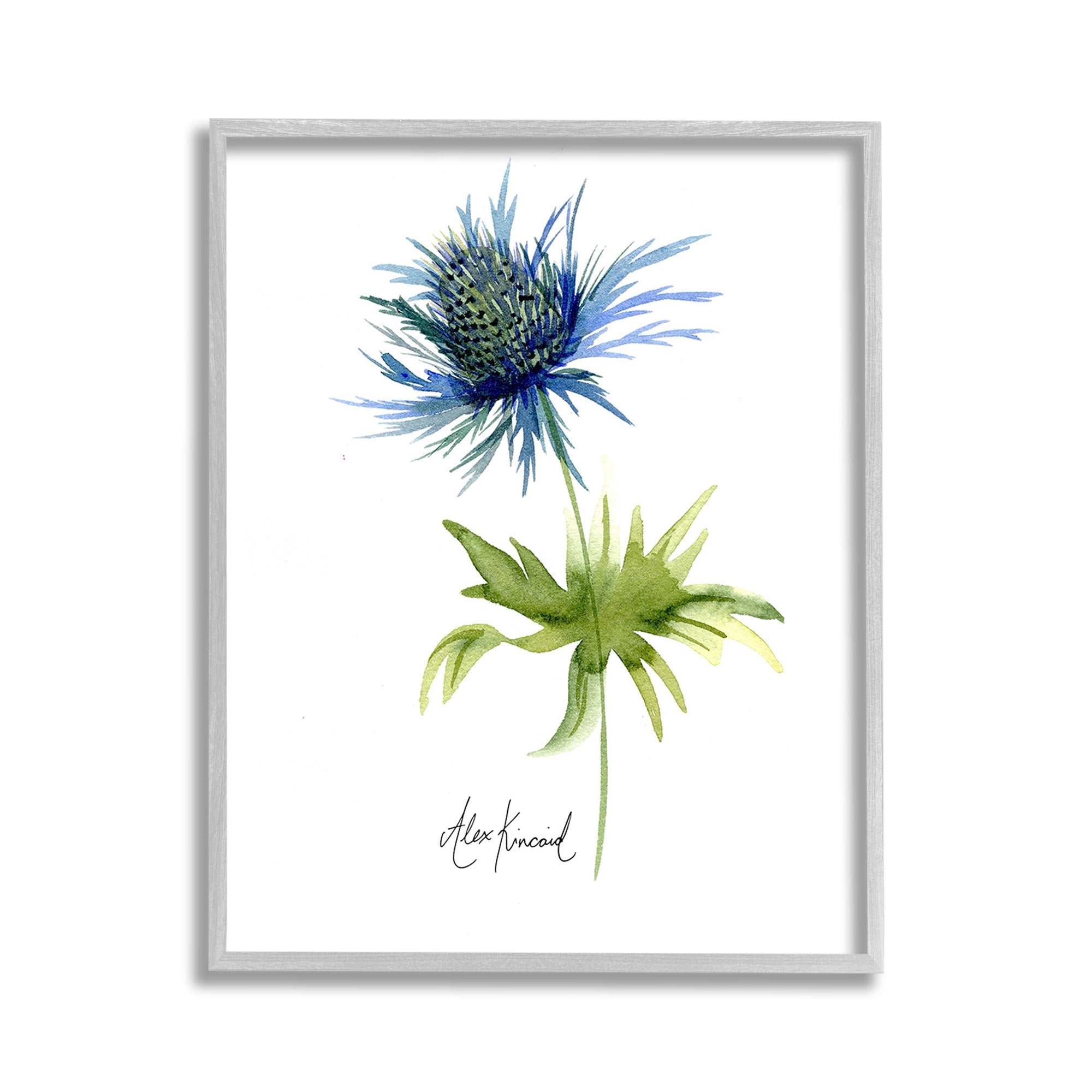 Stupell Industries Minimal Thistle Flower Botanical & Floral Painting Gray Framed Art Print Wall Art, 11 x 14