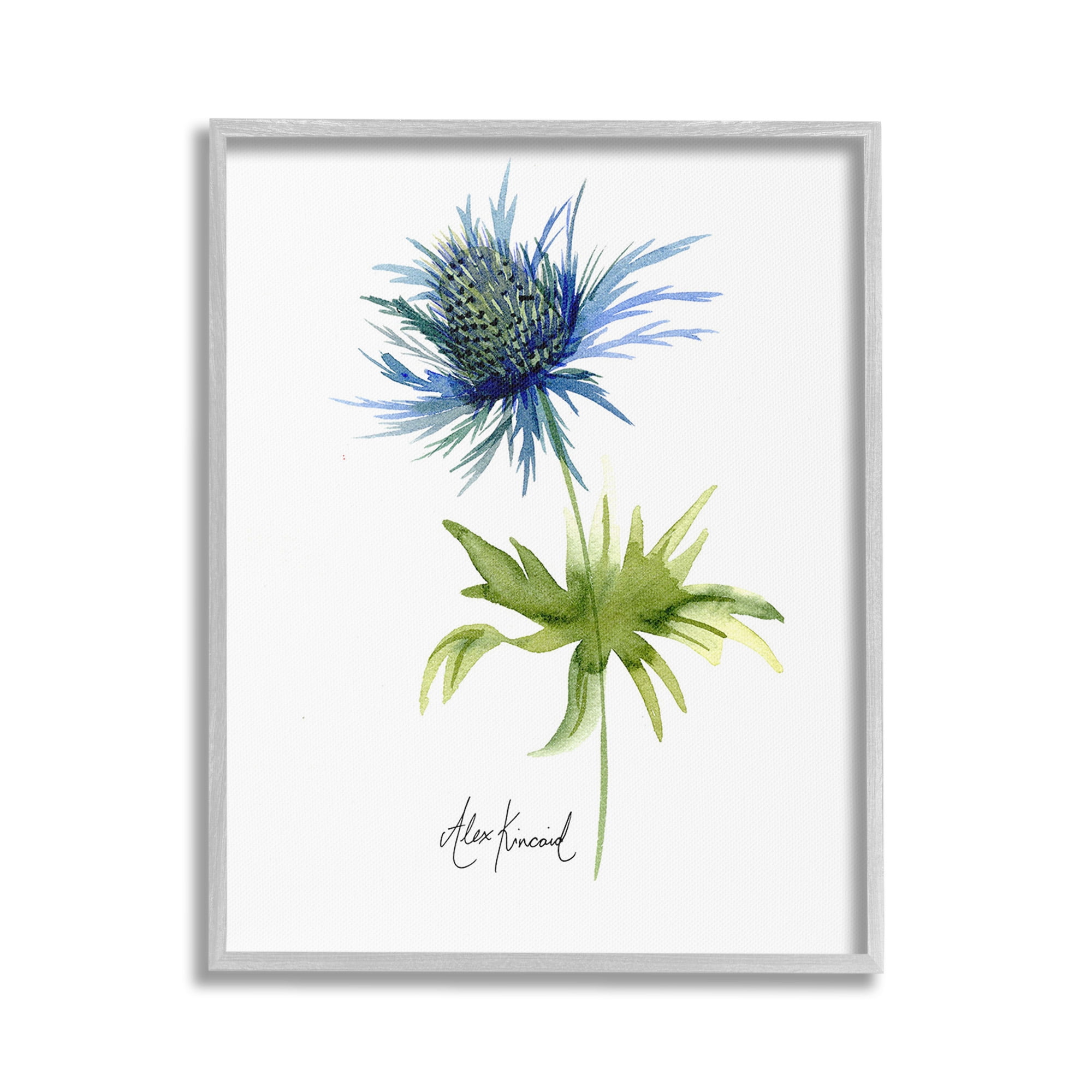 Stupell Industries Minimal Thistle Flower Botanical & Floral Painting Gray Framed Art Print Wall Art, 16 x 20