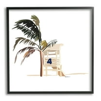 Stupell Industries Minimal Tropical Beach Botanical & Floral Painting Black Framed Art Print Wall Art, 12 x 12