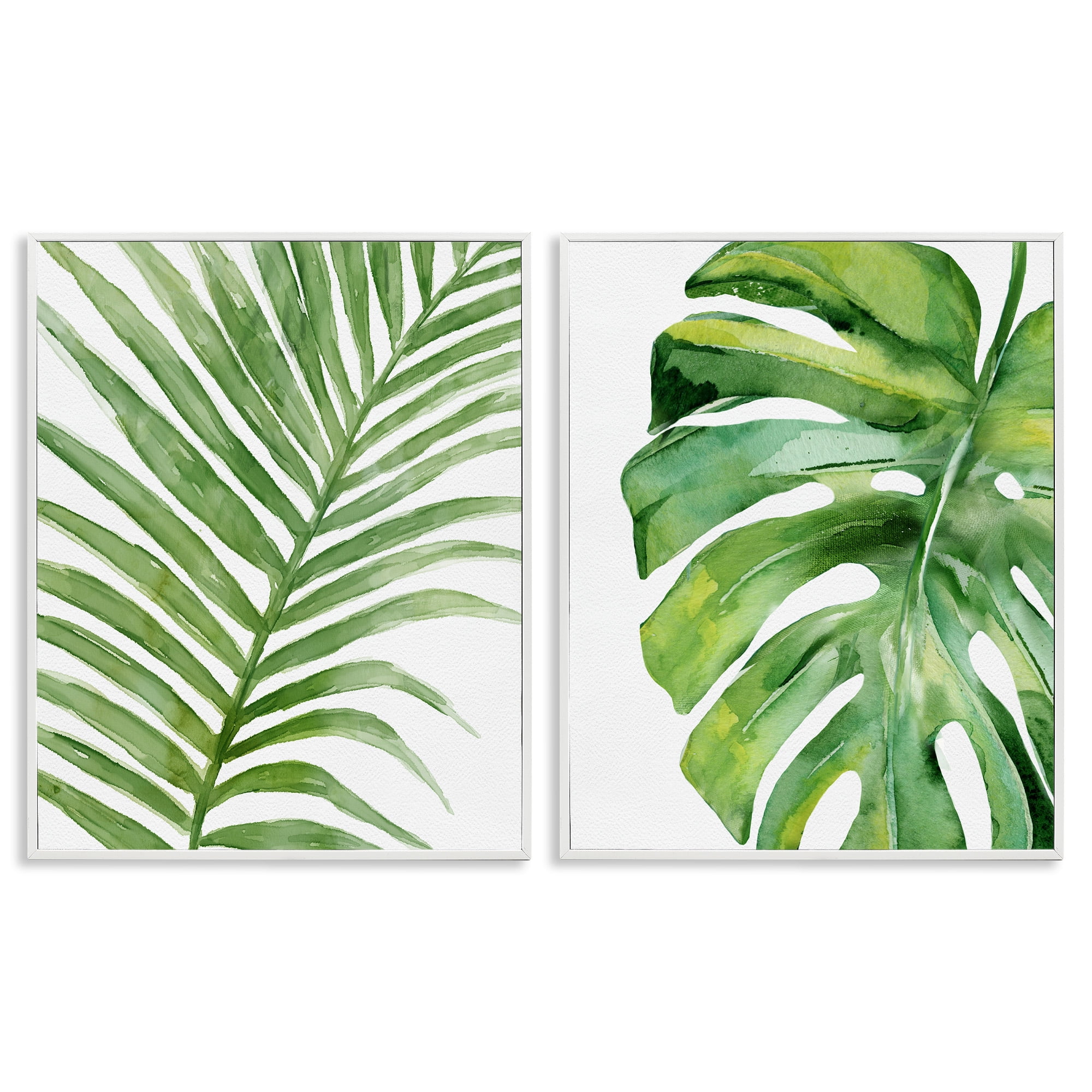 Minimalist Tropical Green Palm Canvas Prints with White Frame, 11 x 14
