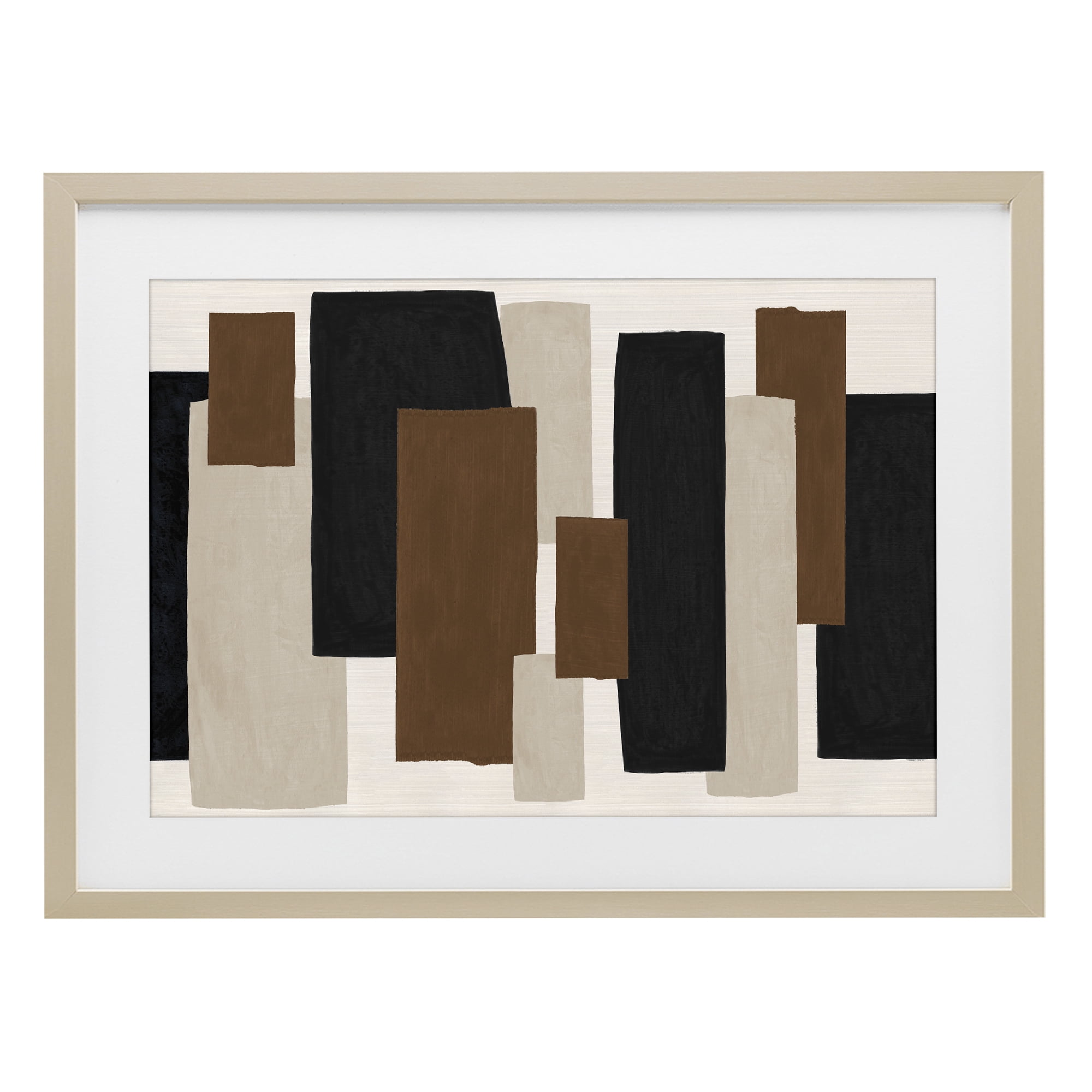 Stupell Industries Minimal Vertical Blocks in Earth Tones Birch Framed Print Under Glass, design by Janet Tava