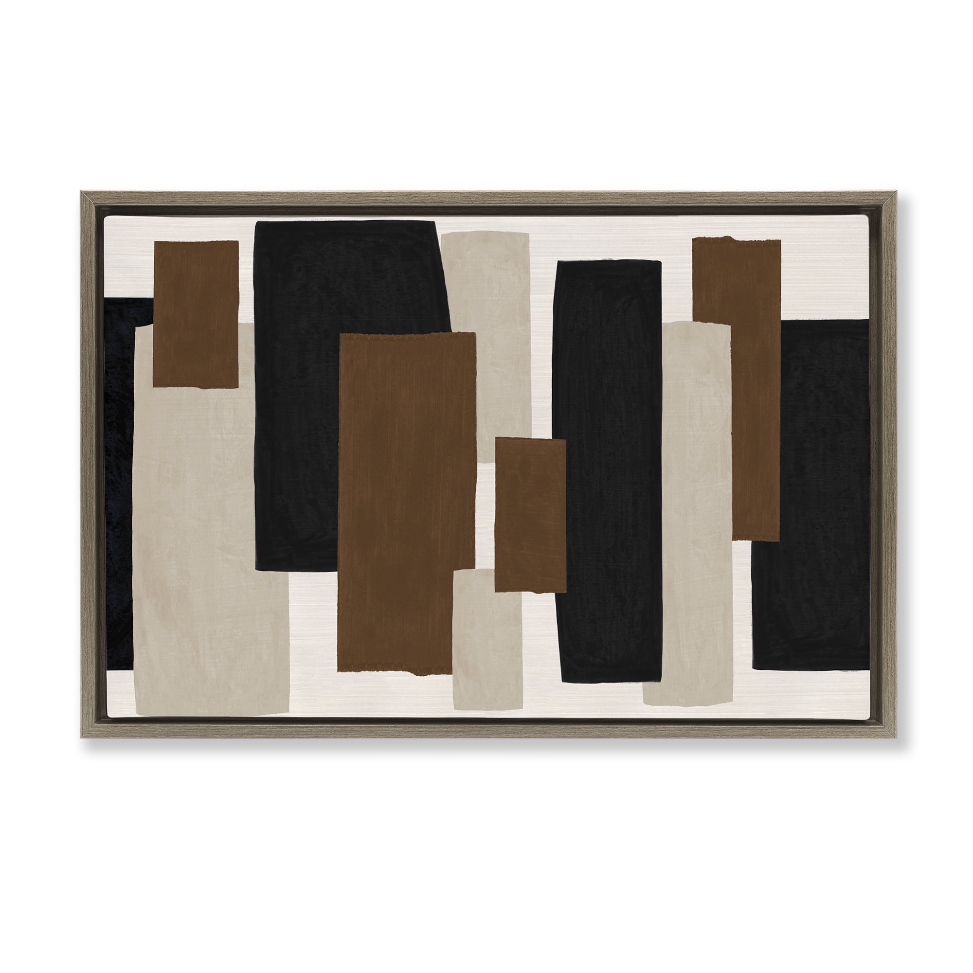 Stupell Industries Minimal Vertical Blocks in Earth Tones Brown Framed Floater Canvas Wall Art, design by Janet Tava