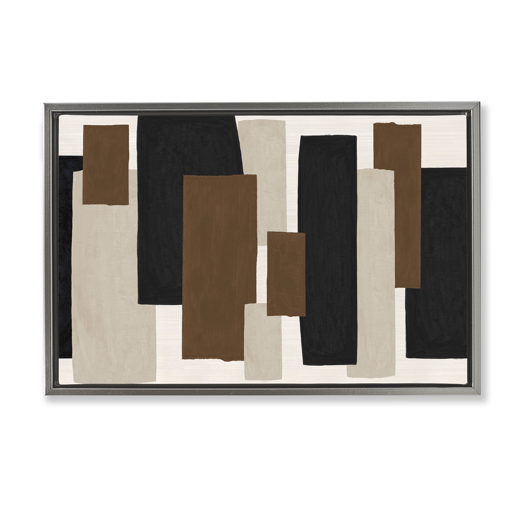 Stupell Industries Minimal Vertical Blocks in Earth Tones Gray Framed Floater Canvas Wall Art, design by Janet Tava