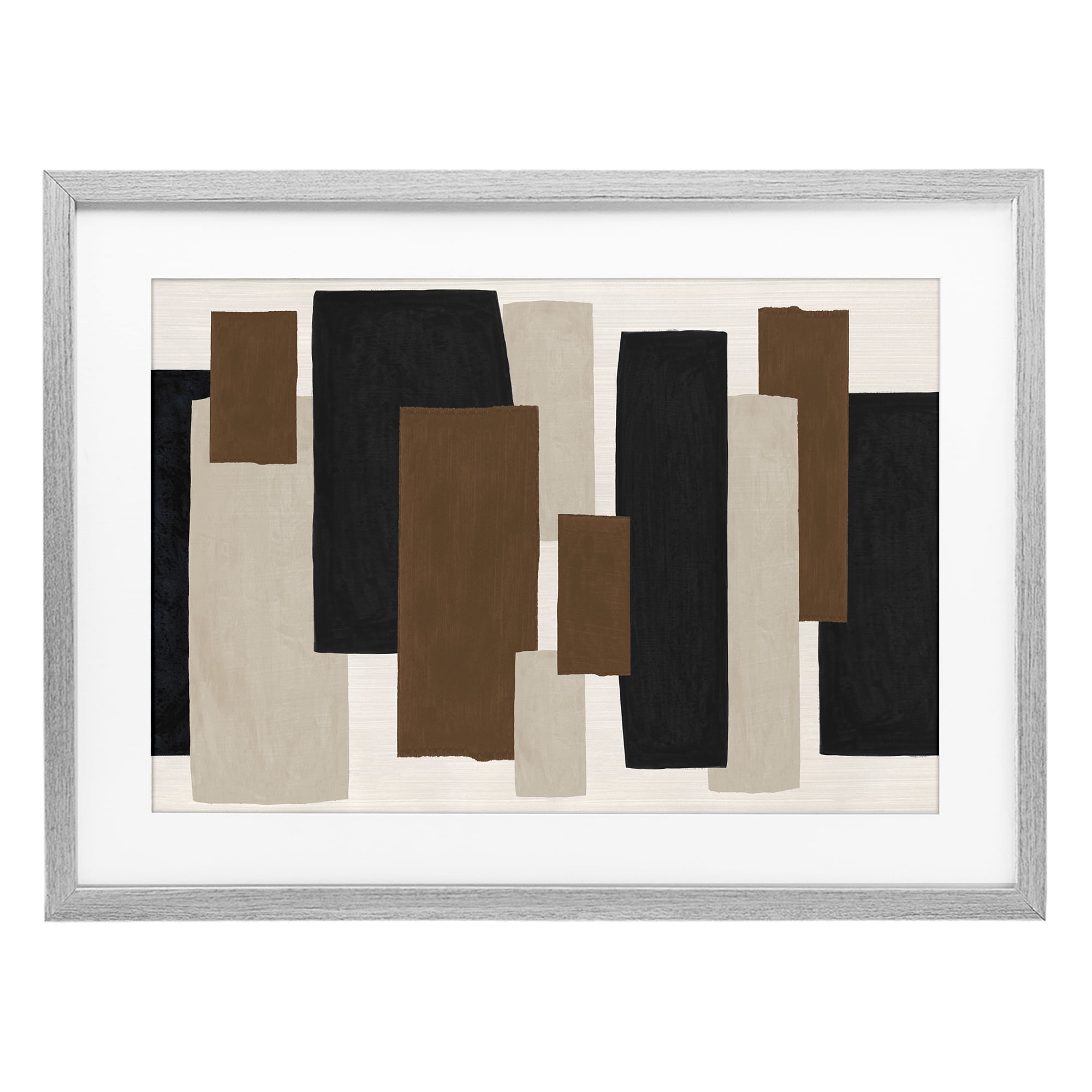 Stupell Industries Minimal Vertical Blocks in Earth Tones Gray Framed Print Under Glass, design by Janet Tava