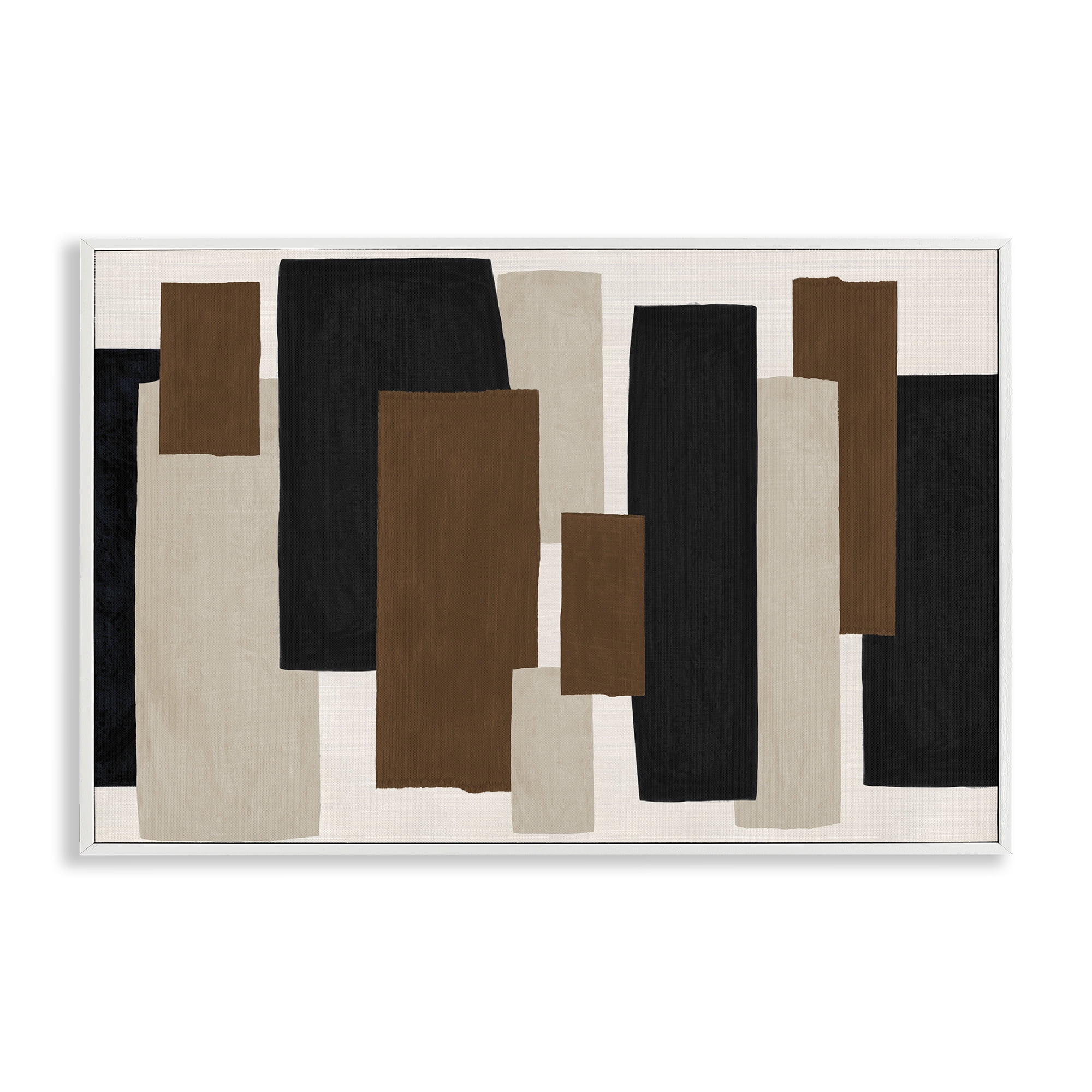 Stupell Industries Minimal Vertical Blocks in Earth Tones White Framed Giclee Art, design by Janet Tava