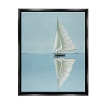 Stupell Industries Minimal Watercraft Reflection Transportation Painting Black Floater Framed Canvas Art Print Wall Art, 17 x 21