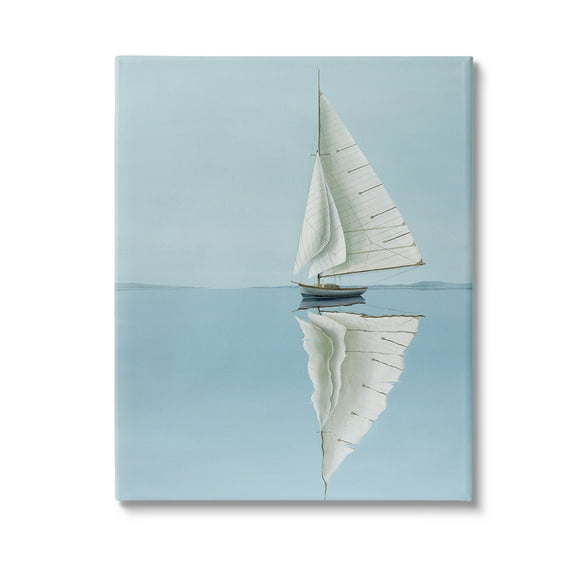 Stupell Industries Minimal Watercraft Reflection Transportation Painting Gallery Wrapped Canvas Art Print Wall Art, 16 x 20