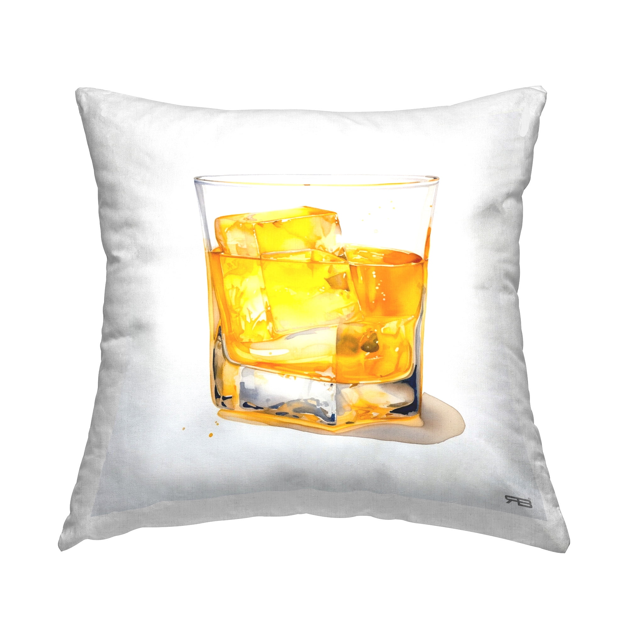Stupell Industries Minimal Whiskey Glass Decorative Printed Throw Pillow Design by RB