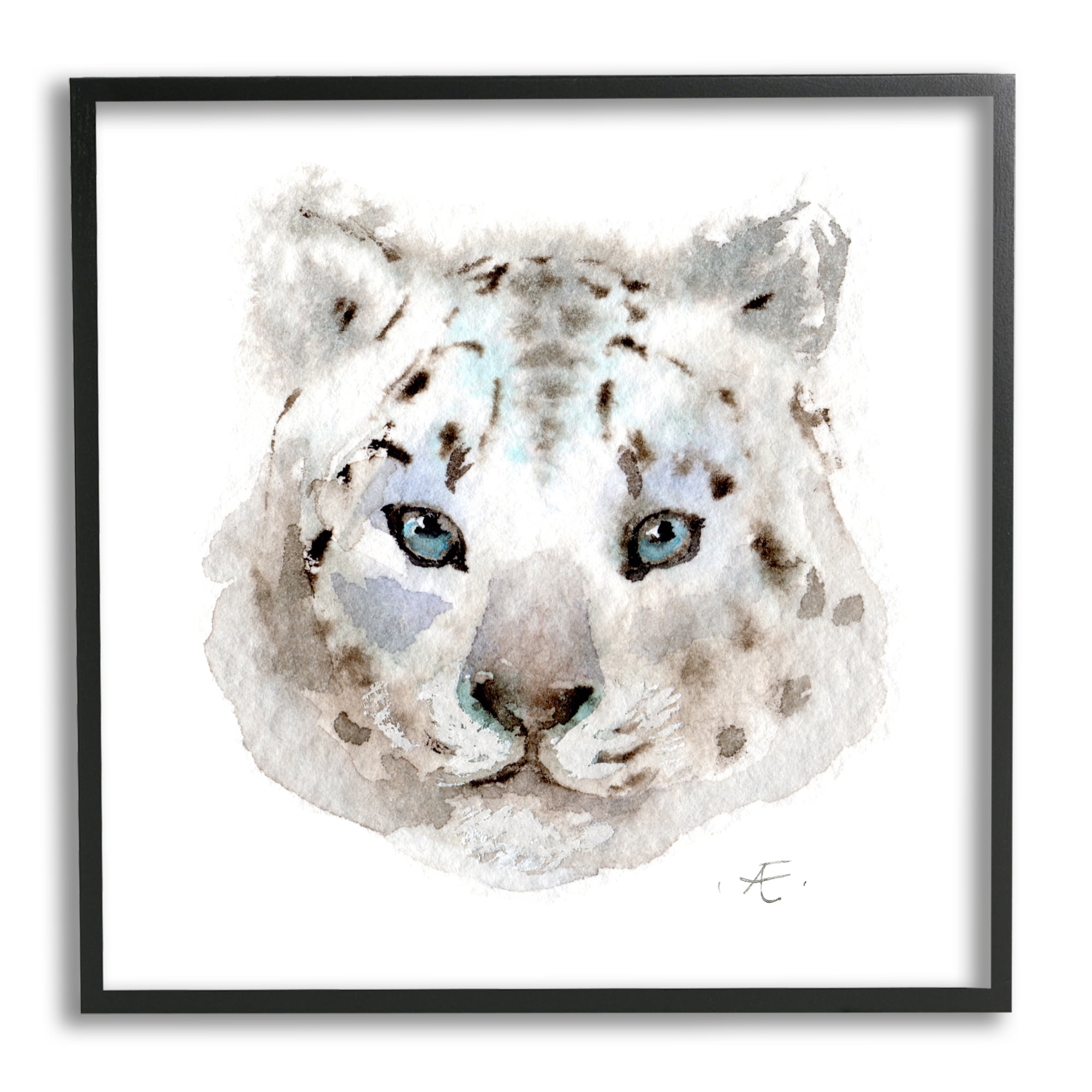 Stupell Industries Minimal White Leopard Portrait Spotted Safari Animal Animals & Insects Painting Black Framed Art Print Wall Art, 24 x 24