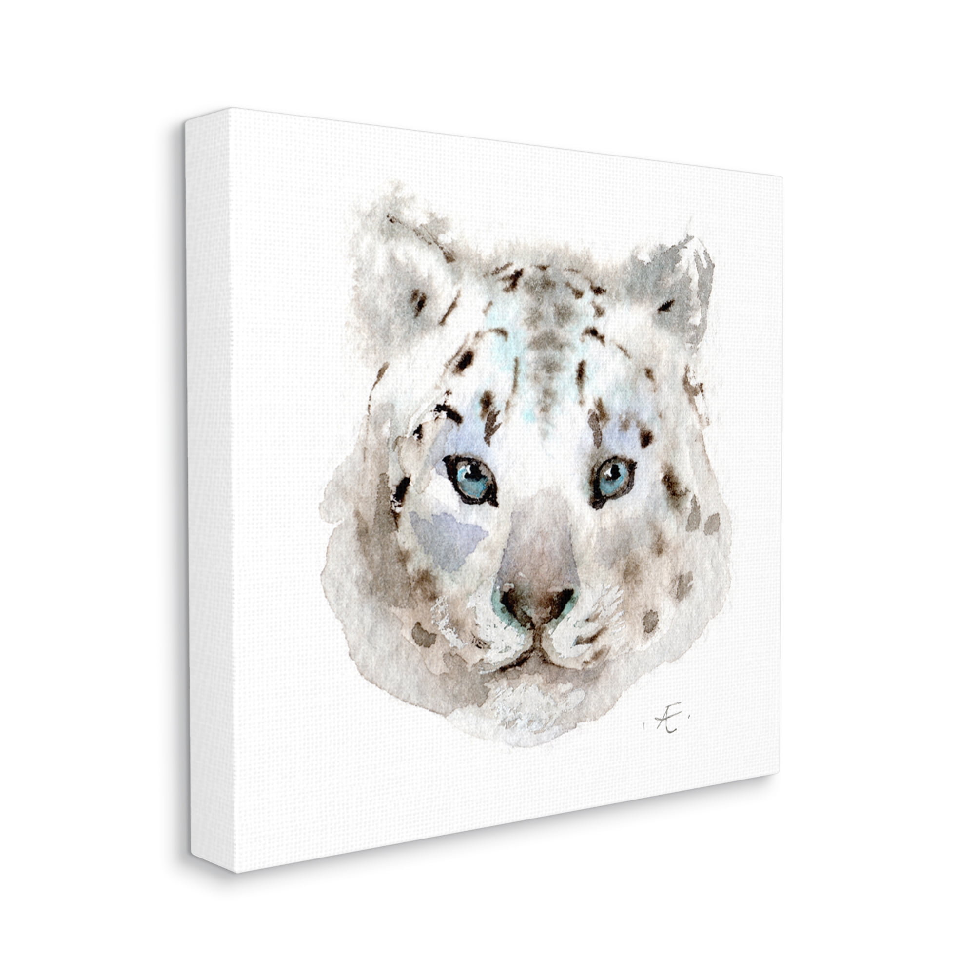 Stupell Industries Minimal White Leopard Portrait Spotted Safari Animal Animals & Insects Painting Gallery Wrapped Canvas Print Wall Art, 30 x 30