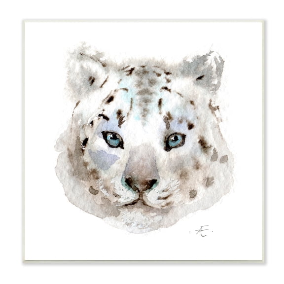Stupell Industries Minimal White Leopard Portrait Spotted Safari Animal Animals & Insects Painting Unframed Art Print Wall Art, 12 x 12