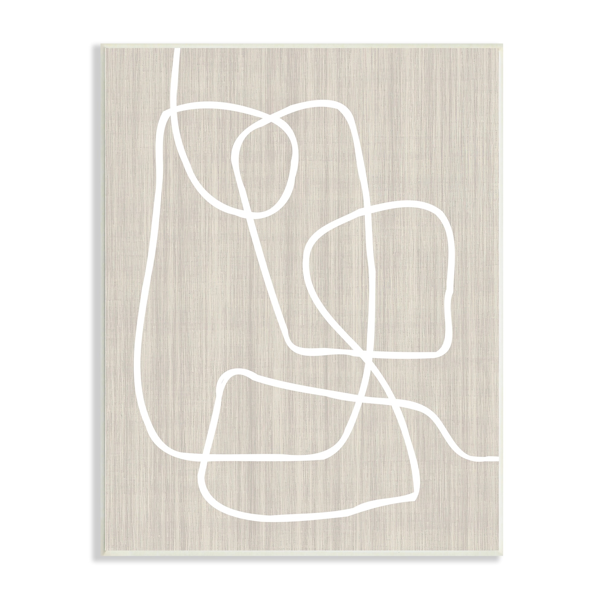 Stupell Industries Minimal White Line Beige Grain Pattern Modern Wood Wall Art, 10 x 15, Design by Alpenglow Workshop