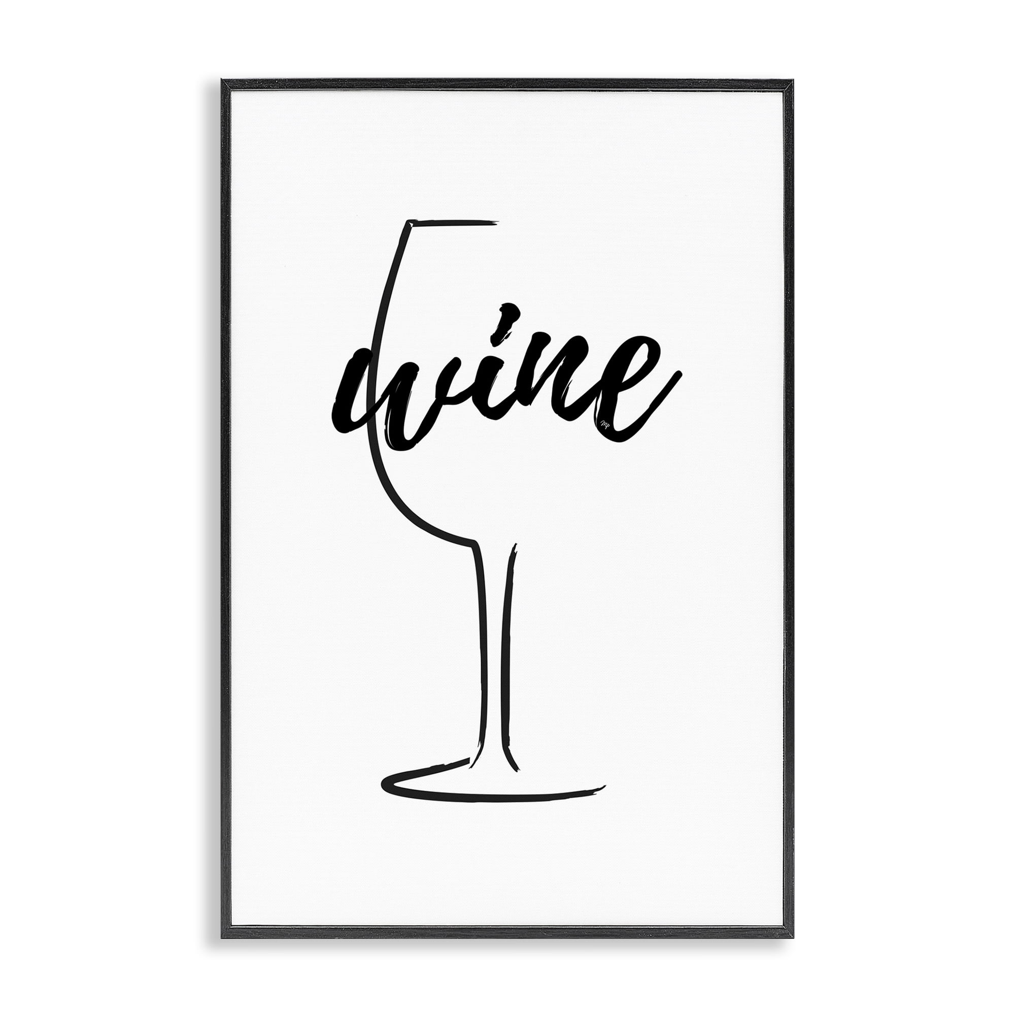 Stupell Industries Minimal Wine Glass Food & Beverage Painting Black Framed Art Print Wall Art, 20 x 30