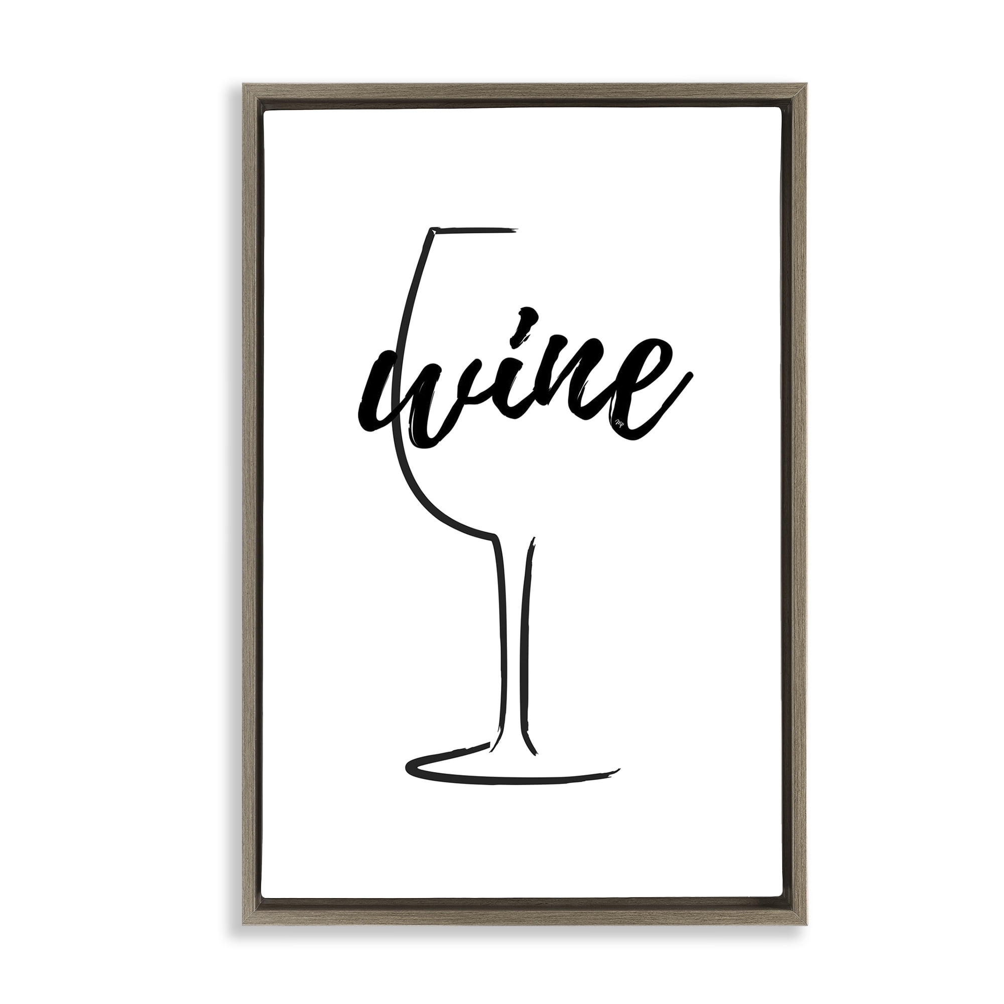 Stupell Industries Minimal Wine Glass Food & Beverage Painting Brown Floater Framed Art Print Wall Art, 17 x 25
