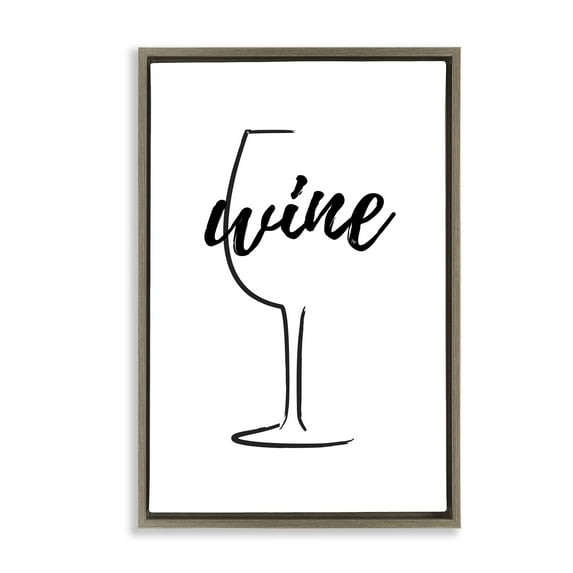 Stupell Industries Minimal Wine Glass Food & Beverage Painting Brown Floater Framed Art Print Wall Art, 17 x 25