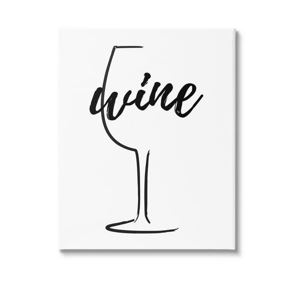 Stupell Industries Minimal Wine Glass Food & Beverage Painting Gallery Wrapped Canvas Art Print Wall Art, 16 x 20
