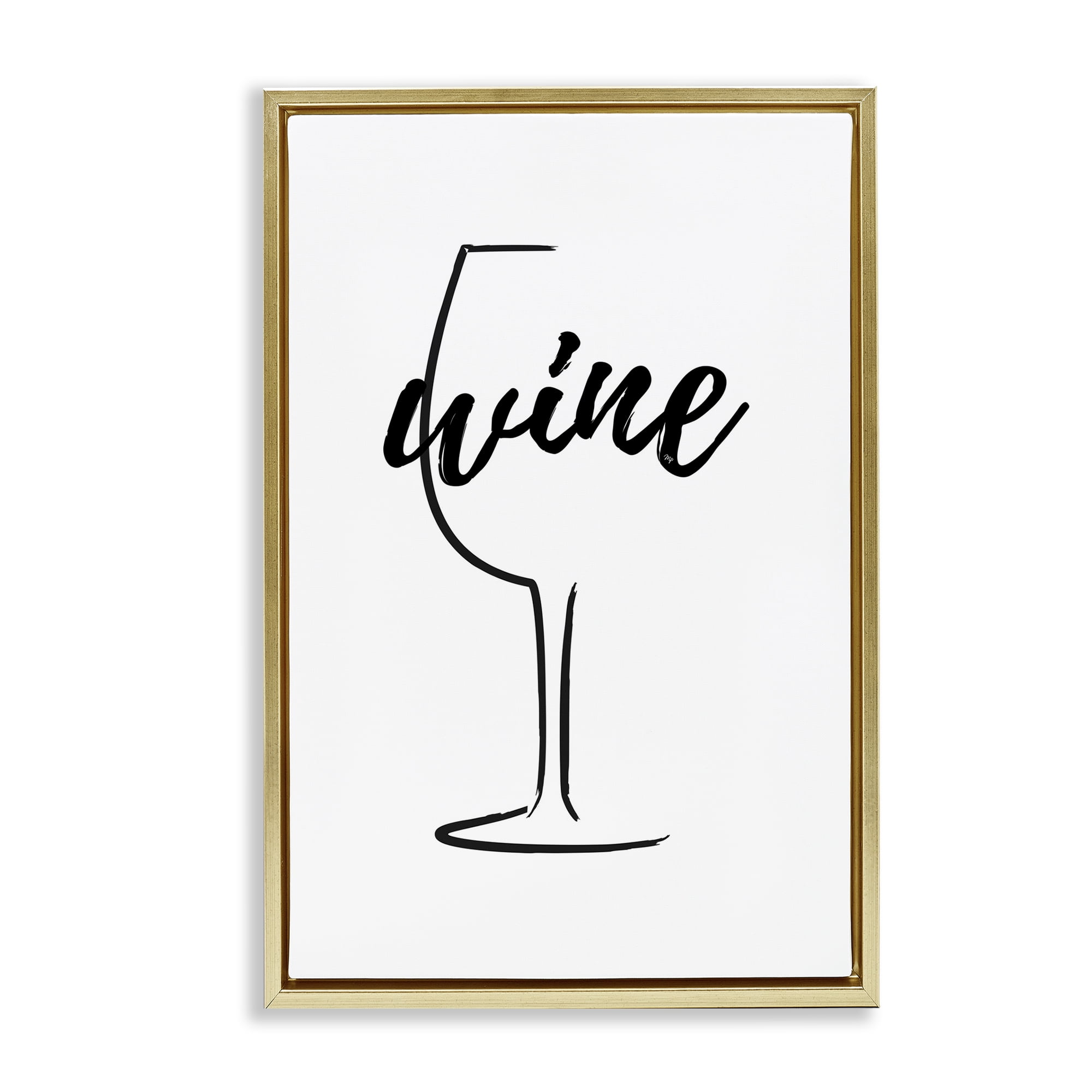 Stupell Industries Minimal Wine Glass Food & Beverage Painting Gold Floater Framed Art Print Wall Art, 21 x 31